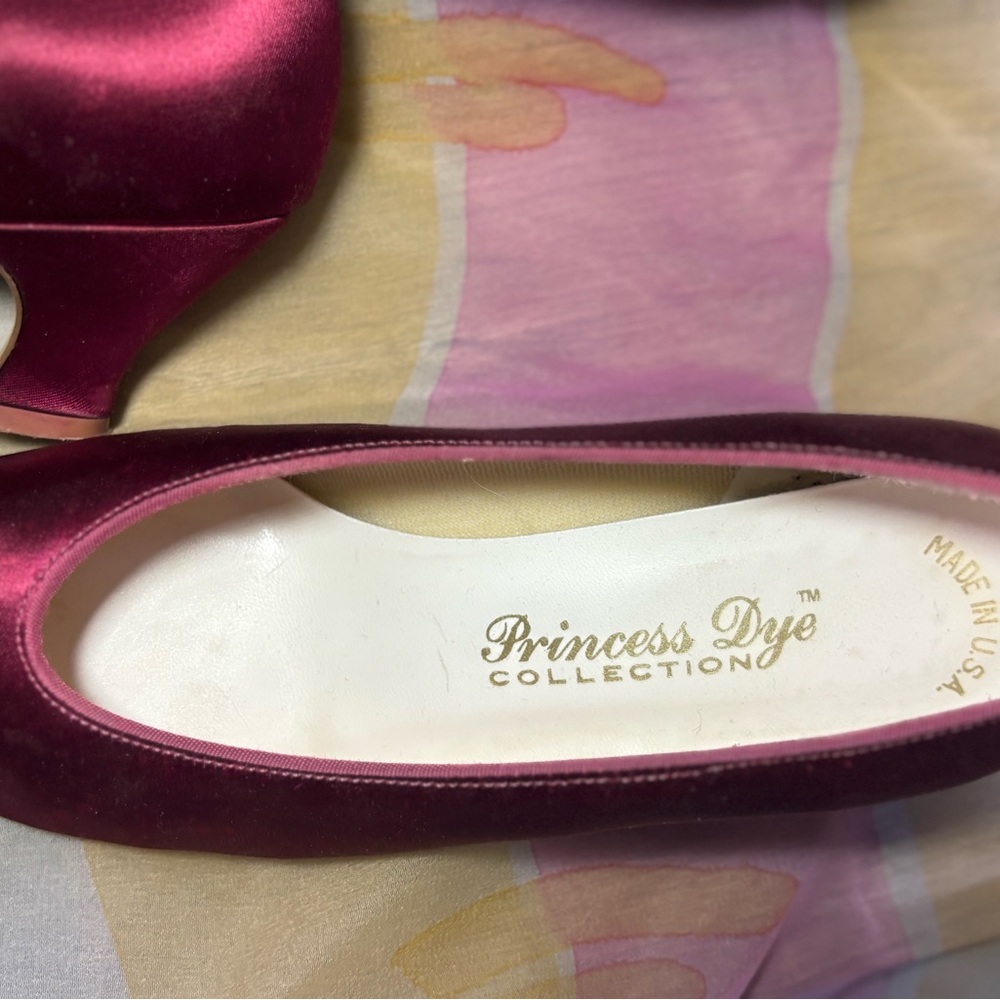 Vintage 1980s Princess Dye Collection Satin Heels 7 - Picture 6 of 6
